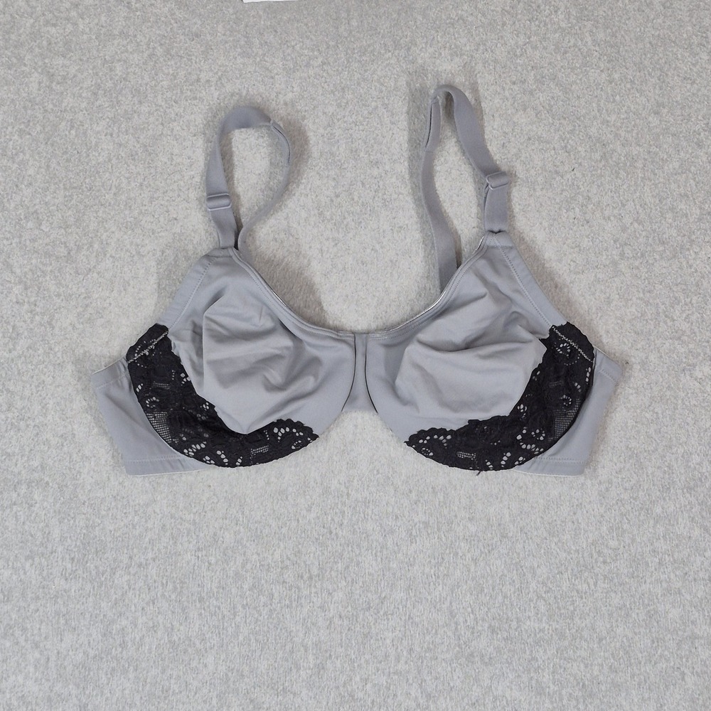 Olga Women Bra 38C Gray 5001 T Shirt Underwired Lace Strap Adjustable